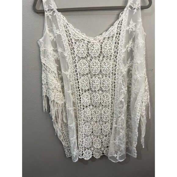 Mudd Blouse Cold Shoulder Lace And Crochet Beige Blouse One Size - Picture 2 of 9
